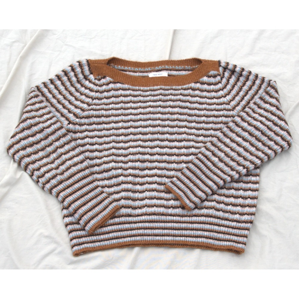 Nine West Sweater Womens Small Multicolor Knit Pullover Long Sleeves Cropped